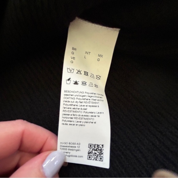 BOSS Finalian wool vegan leather ONE POCKET sweater size large MSRP $348 - Picture 5 of 12